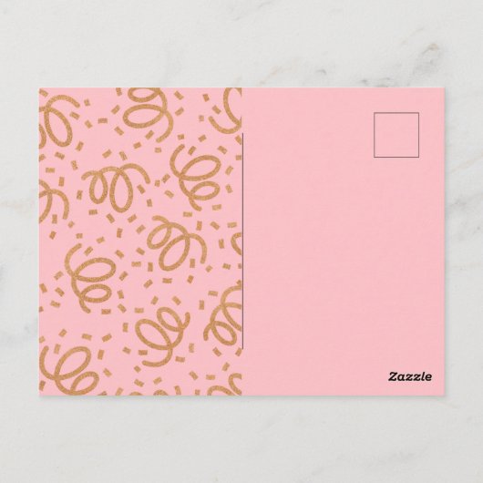 Gouden Glitter Verjaardagsfeest Briefkaart (Achterkant)