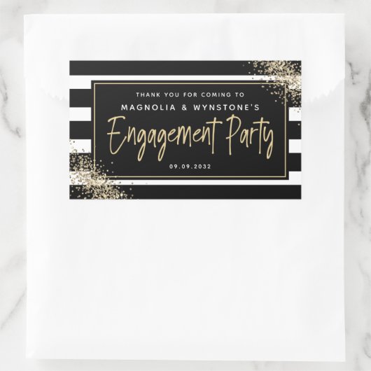 Gouden Glitter Verlovingsfeest Bedankt Rechthoekige Sticker (Tas)