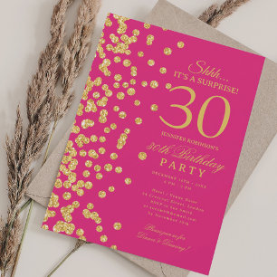 Gouden Glitter Verrassing 30e Verjaardag Hot Pink Kaart