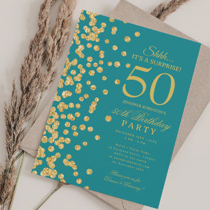 Gouden Glitter Verrassing 50e Verjaardagsfeest Tea Kaart