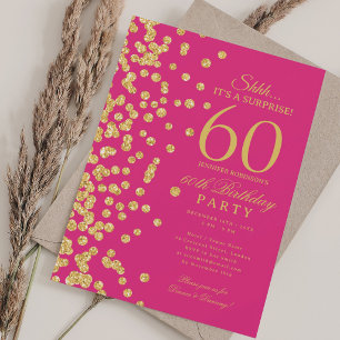Gouden Glitter Verrassing 60e Verjaardagsfeest Hee Kaart