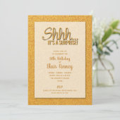 Gouden Glitter VERRASSING Verjaardag Kaart (Staand voorkant)