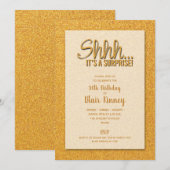 Gouden Glitter VERRASSING Verjaardag Kaart (Voorkant / Achterkant)