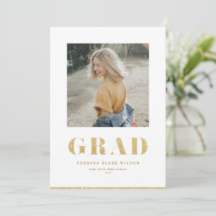 Gouden Glitter Vet GRAD Typografie Afstudeerfoto Aankondiging