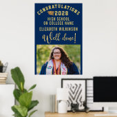 Gouden Glitter Vet Schrift Custom Foto Afstuderen Poster (Thuiskantoor)