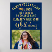 Gouden Glitter Vet Script Aangepaste Foto Afstuder Poster (Voorkant)