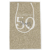 Gouden Glitter VIERT 50 JAAR Elegante Chic Medium Cadeauzakje (Voorkant)