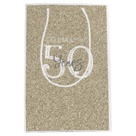 Gouden Glitter VIERT 50 JAAR Elegante Chic Medium Cadeauzakje