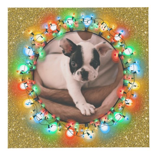 Gouden Glitter Vijf foto Kerstmis vakantie Afbeeld Kubus (Rechts)