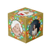 Gouden Glitter Vijf foto Kerstmis vakantie Afbeeld Kubus (Achter hoekig)