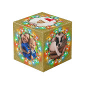 Gouden Glitter Vijf foto Kerstmis vakantie Afbeeld Kubus (Voorkant hoekig)