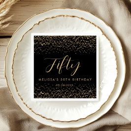 Gouden Glitter Vijftig Verjaardagsfeest Gepersonal Servet