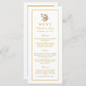 gouden glitter vlinder bruiloft menu (Voorkant / Achterkant)