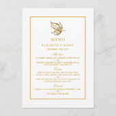  gouden glitter vlinder bruiloft menu (Voorkant)