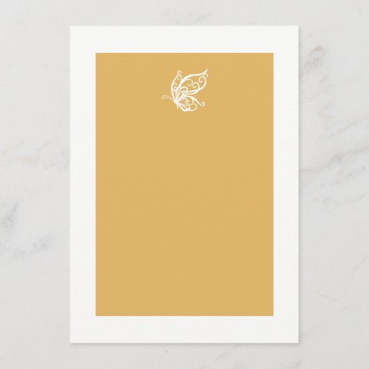  gouden glitter vlinder bruiloft menu (Achterkant)