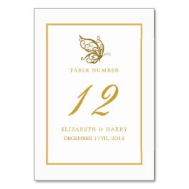  gouden glitter vlinder bruiloft tafel nr. kaart