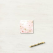 Gouden Glitter Vlinder Roze Bloemen Gepersonalisee Post-it® Notes (Op bureau)
