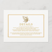  gouden glitter vlinder trouwdetail informatiekaartje (Voorkant)