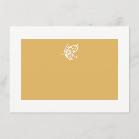  gouden glitter vlinder trouwdetail informatiekaartje (Achterkant)