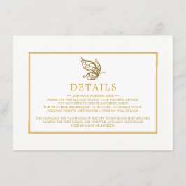  gouden glitter vlinder trouwdetail informatiekaartje