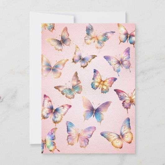 Gouden Glitter Vlinder Verjaardag uitnodiging (Achterkant)