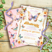 Gouden Glitter Vlinder Verjaardag uitnodiging