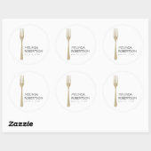 Gouden Glitter vork Ronde Sticker (Vel)
