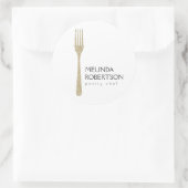 Gouden Glitter vork Ronde Sticker (Tas)