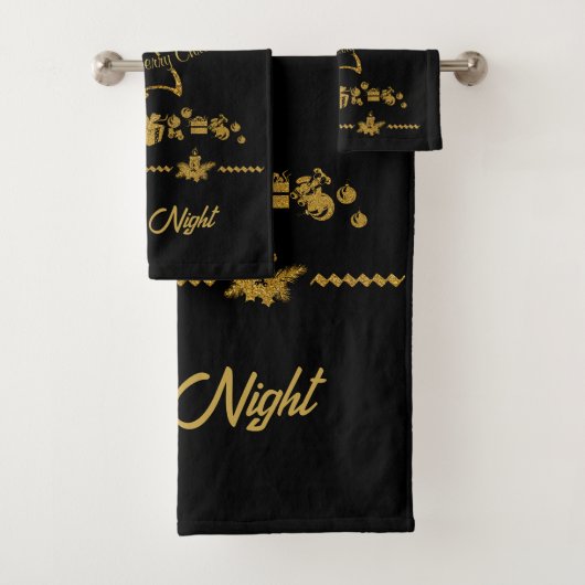 Gouden Glitter Vrolijk Kerstfeest, Kerstman Bad Handdoek (Insitu)