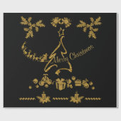 Gouden Glitter Vrolijk Kerstfeest, Kerstman Cadeaupapier (Vlak)