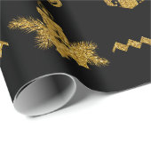 Gouden Glitter Vrolijk Kerstfeest, Kerstman Cadeaupapier (Rol Hoek)