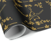 Gouden Glitter Vrolijk Kerstfeest, Kerstman Cadeaupapier (Rol Hoek)