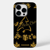 Gouden Glitter Vrolijk Kerstfeest, Kerstman Case-Mate iPhone Case (Achterkant)