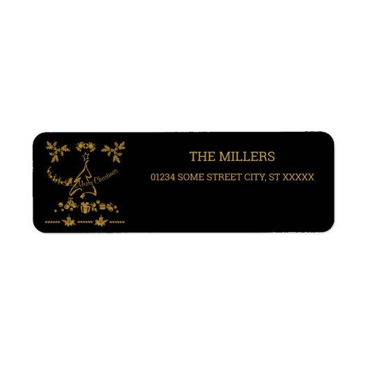 Gouden Glitter Vrolijk Kerstfeest, Kerstman Etiket (Voorkant)