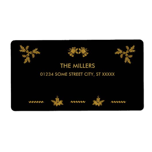 Gouden Glitter Vrolijk Kerstfeest, Kerstman Etiket (Voorkant)