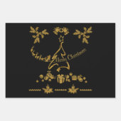 Gouden Glitter Vrolijk Kerstfeest, Kerstman Inpakpapier Vel (Voorkant 3)