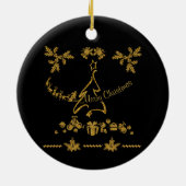 Gouden Glitter Vrolijk Kerstfeest, Kerstman Keramisch Ornament (Achterkant)