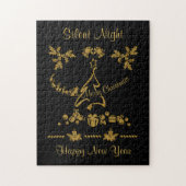 Gouden Glitter Vrolijk Kerstfeest, Kerstman Legpuzzel (Verticaal)