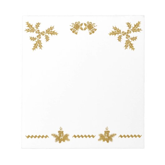 Gouden Glitter Vrolijk Kerstfeest, Kerstman Notitieblok (Voorkant)