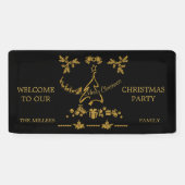 Gouden Glitter Vrolijk Kerstfeest, Kerstman Spandoek (Horizontaal)