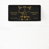 Gouden Glitter Vrolijk Kerstfeest, Kerstman Spandoek (Insitu)