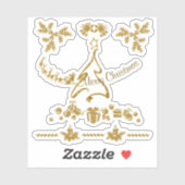 Gouden Glitter Vrolijk Kerstfeest, Kerstman Sticker (Vel)