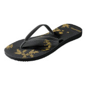 Gouden Glitter Vrolijk Kerstfeest, Kerstman Teenslippers (Schuin)