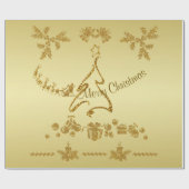 Gouden Glitter Vrolijk Kerstfeest, Sinterklaas op  Cadeaupapier (Vlak)