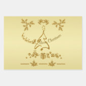 Gouden Glitter Vrolijk Kerstfeest, Sinterklaas op  Inpakpapier Vel (Voorkant 2)