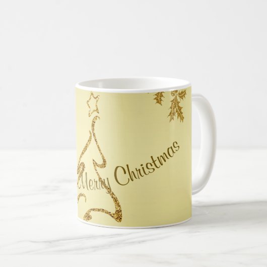 Gouden Glitter Vrolijk Kerstfeest, Sinterklaas op  Koffiemok (Voorkant rechts)