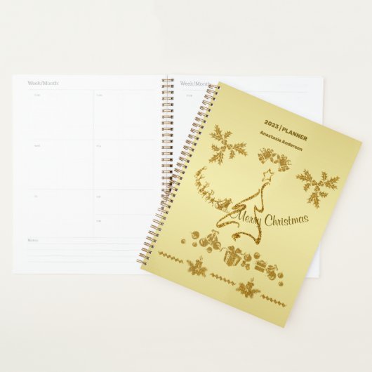 Gouden Glitter Vrolijk Kerstfeest, Sinterklaas op  Planner (Display)