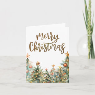 Gouden Glitter Vrolijk Kerstmis Gevouwen Wenskaart Kaart