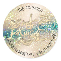 Gouden Glitter Vrolijk Kerstmis RSVP Retouradres