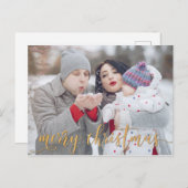 Gouden Glitter Vrolijke Kerstfoto Kerst Kaart (Voorkant / Achterkant)